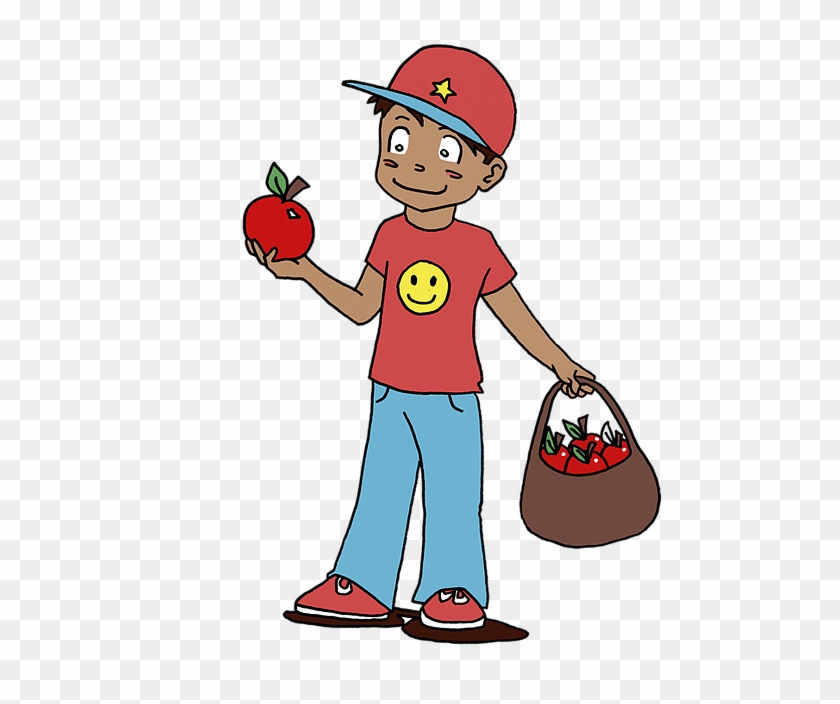 And Where They Are Going - Cartoon Boy Picking Apples #417218