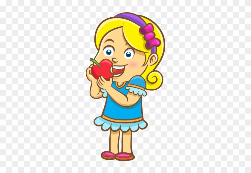 Clipart Elma Yiyen Kız Çocuğu - Eating Png Cartoon #417367