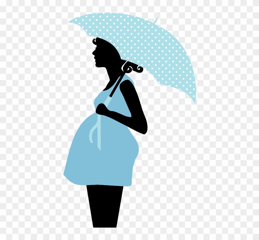 Umbrella Clipart Pregnant Woman - Cartoon Pregnant Woman Silhouette #417373
