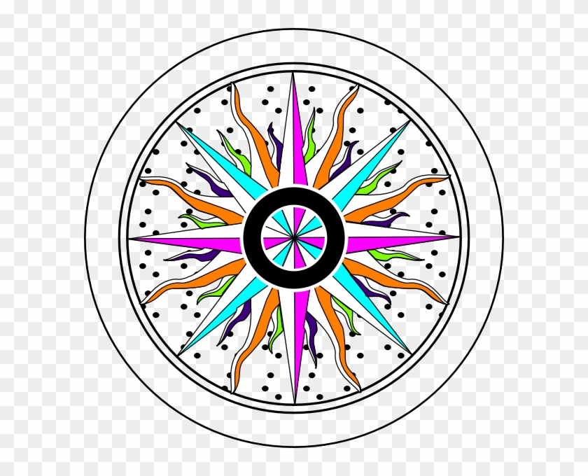 Colorful Compass Rose Clip Art - Colorful Compass Rose #417592