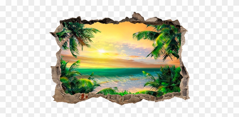 Agujero Playa En El Caribe - Dizzy Trolls Movie Smashed Wall Decal Graphic Wall #417666