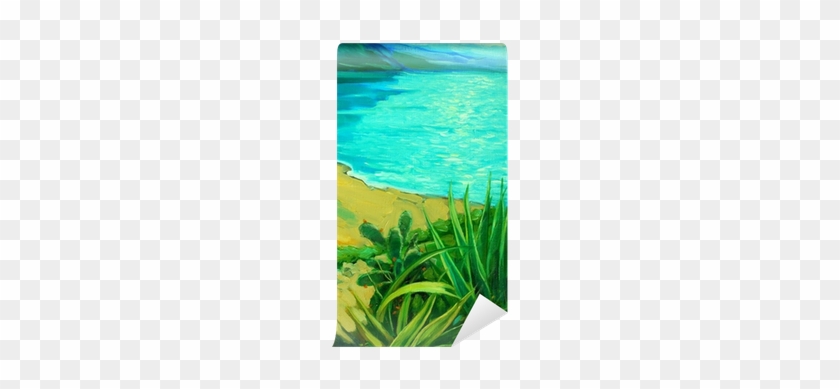 Fotomural Paisaje Del Mar Con Una Playa, Pintura, Ilustración - Aquarium #417667