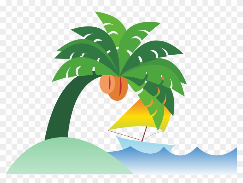 Sea Coconut Flat Design Cartoon - Beach Flat Design Png #417942