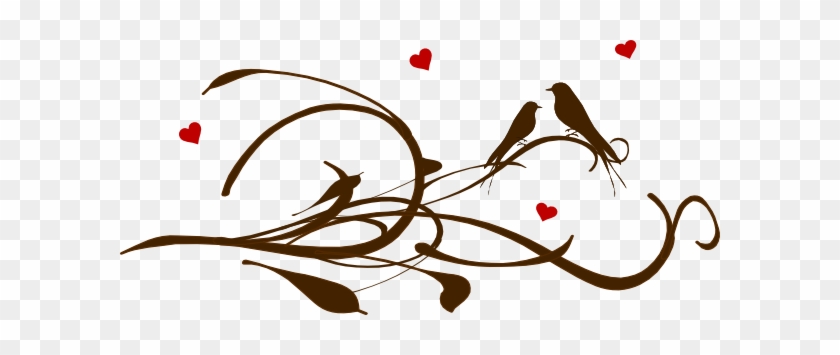 Brown Love Birds On A Branch Clip Art At Clker - Animated Love Birds Png #418084