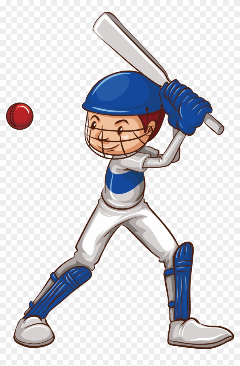 Cricket Drawing Sketch - Boy Playing Cricket Cartoon #418252