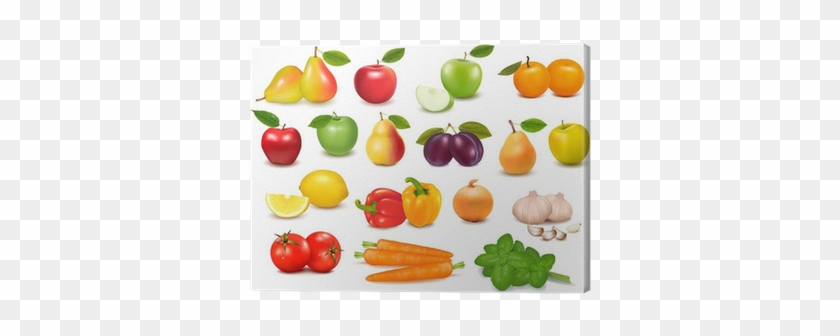 Big Collection Of Fruits And Vegetables Vector Canvas - Fruit Illustration Vector Free #418275