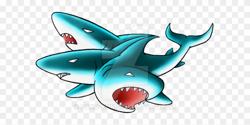 Shark Clipart Three - Three Headed Shark Cartoon #418573