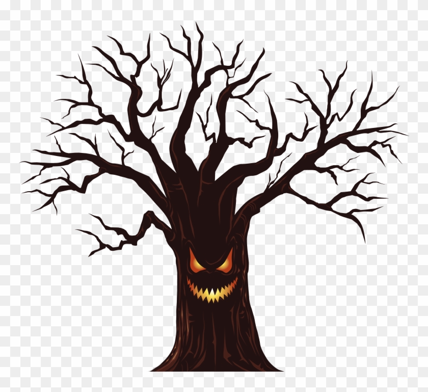 Spooky Tree Clip Art - Scary Tree Cartoon Png #418621