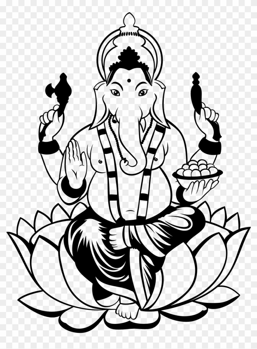 Ganesha Drawing Clip Art - Ganesh Black & White #418765