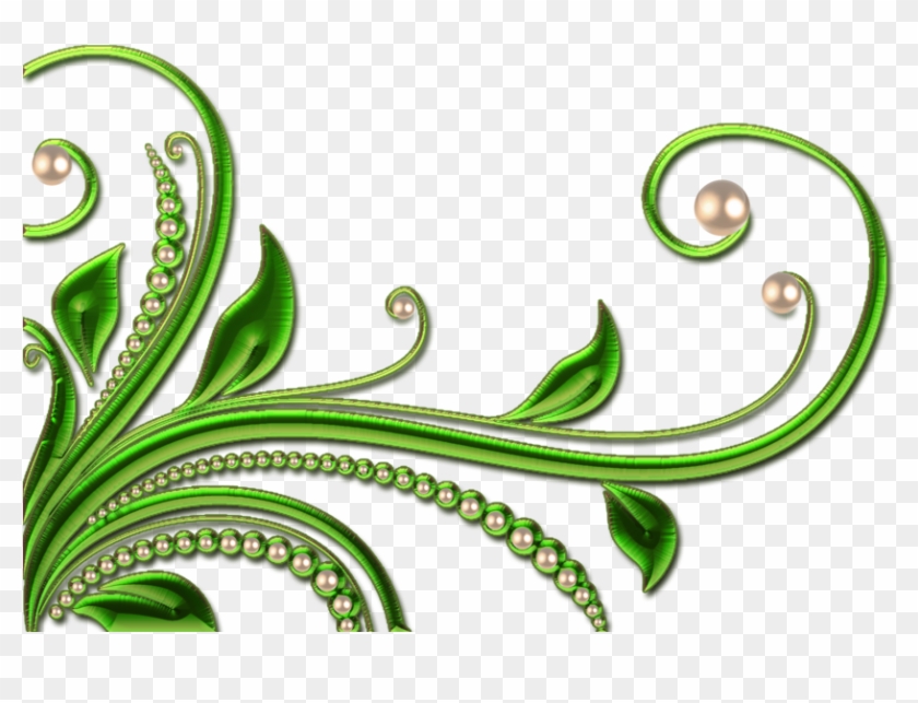 Leaves And Pearls Png By Melissa - Swirls Green Blue Png #418861