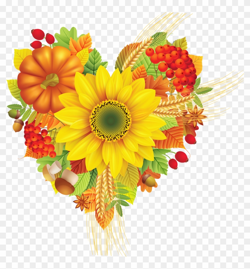 Fall Leaves Clip Art Heart - Happy Thanksgiving Angel #418892