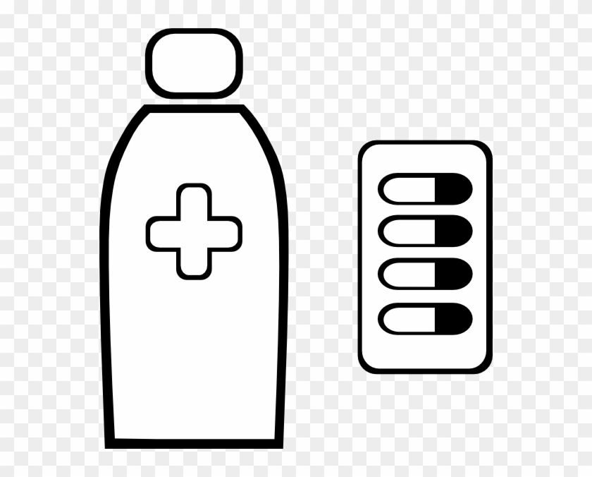 Pills Clip Art At Clker - Medicine Bottle Clipart Black And White #419324
