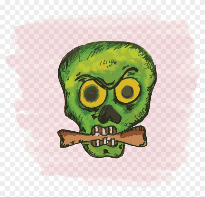 Zombie Holding Bone In Mouth - Skull #419442
