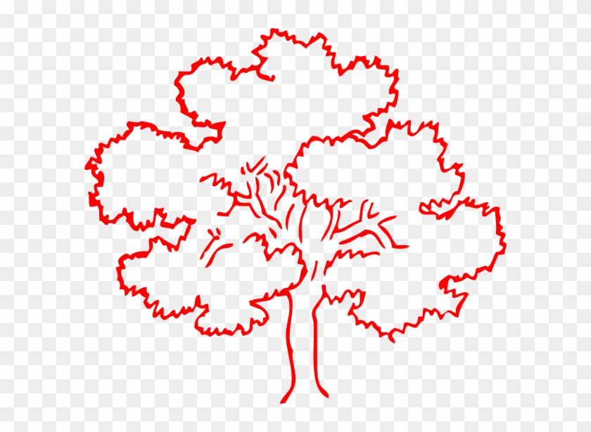Red Oak Tree Silhouette Clip Art - Tree Drawing Black And White #419478