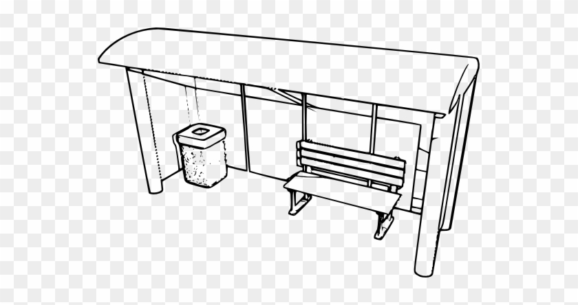 Bus Stop Black White Line Art 555px - Bus Stop Clip Art #419775