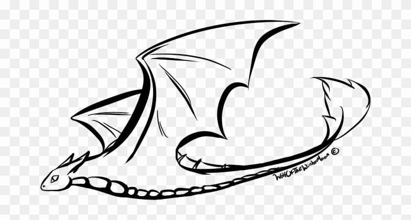 Dragon Flight Line Art By Wolfofthewintermoon - Line Dragon #419829