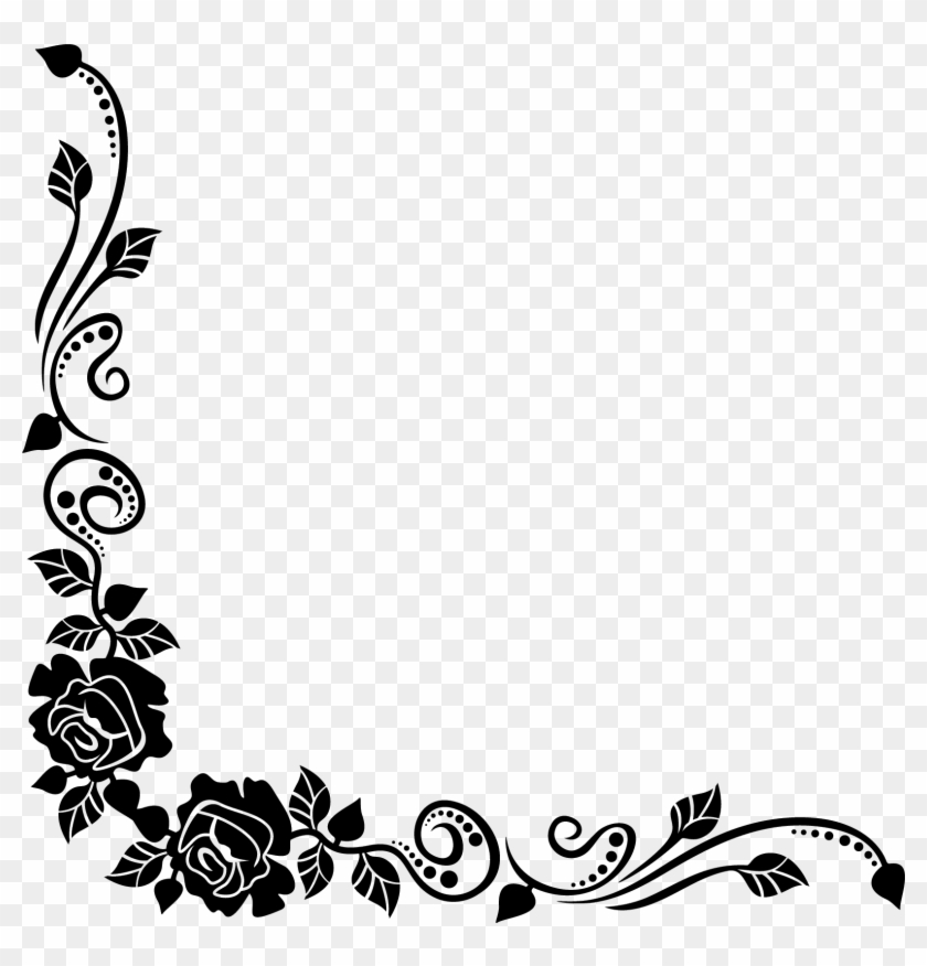 Black Rose Best Borders Flower Bouquet Clip Art - Roses Border Black And White #420406