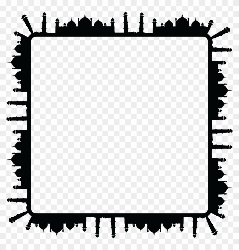 Free Clipart Of A Square Frame Of Mosques In Black - Mosque Frames #420429