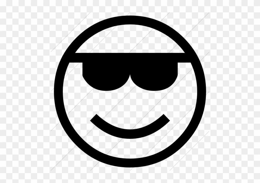 Classic Emoticons Smiling Face With Sunglasses Icon - Emoticons Black And White #420543