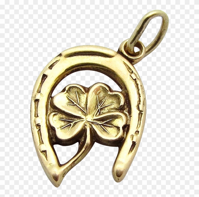 Vintage 10k Gold Lucky *tommy* Horseshoe Four Leaf - Horseshoe Four Leaf Clover #420746