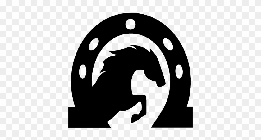 Horse Head Inside A Horseshoe Vector - Horse Decals For Cups #420910