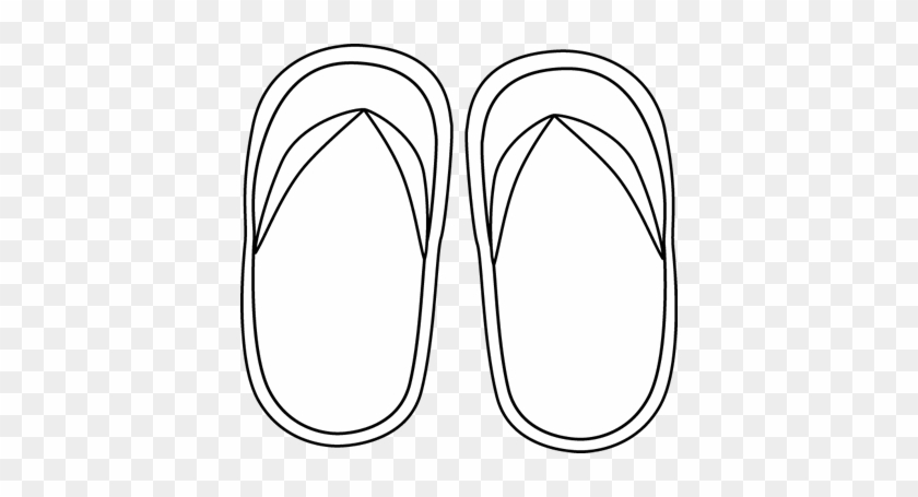 Black And White Flip Flops Clip Art - Line Art #68240