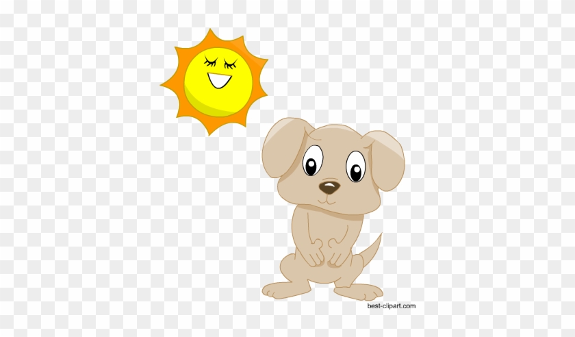 Cute Dog And Sun Free Clipart - Puppy #68852