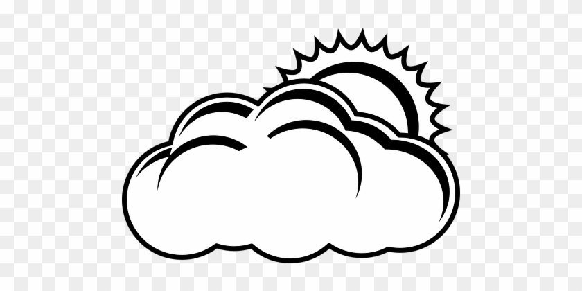 Cloud, Sun, Overcast, Nature, Weather - Sun And Clouds Clipart Black And White #68873