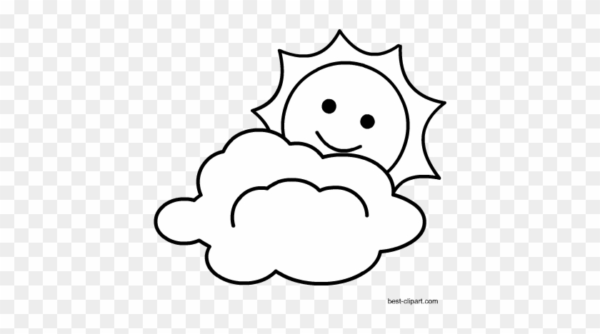Sun And Cloud Black And White Clipart - White - Free Transparent PNG  Clipart Images Download