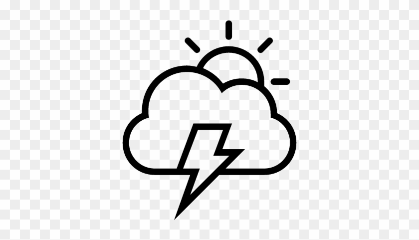 Storm Day Weather Interface Symbol Of Sun, Cloud And - Lightning Bolt And Cloud Outline #69088