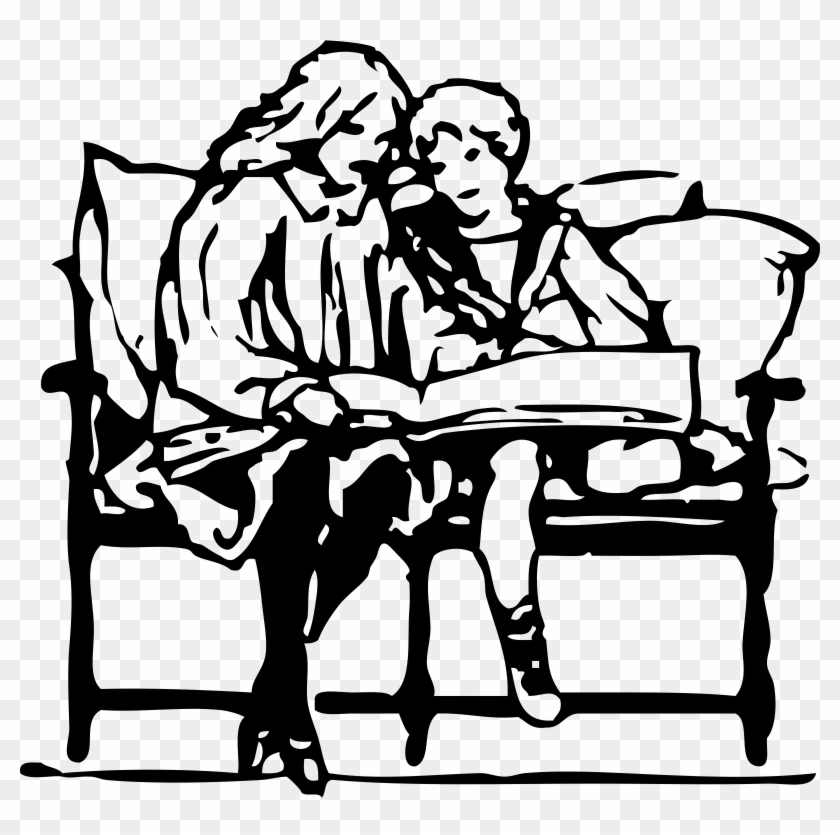 Big Image - Mother And Son Reading Drawing #69398
