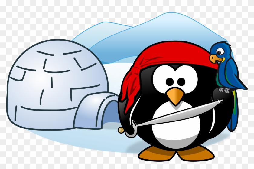 Pirate Tux Animal Bird Cold Ice Igloo Parrot - Penguin Igloo Cartoon #69399