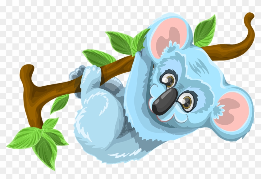 Koala Animal Cute Tree Stick Leaf Green Bl - หมี โค อา ล่า การ์ตูน #69572