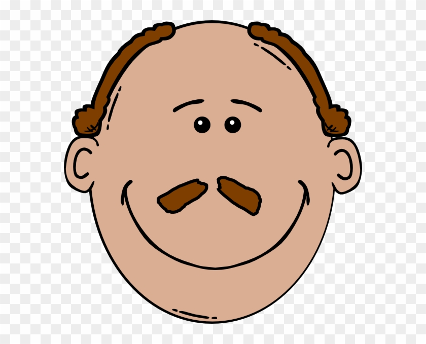 Bald Man Face With A Mustache Clip Art At Clker - Cartoon Man Face #70185