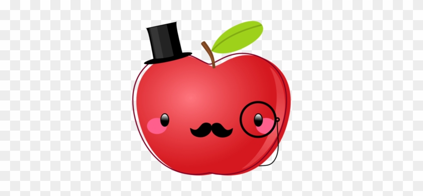 Free "dapper Apple" With A Mustache Clip Art - Apple With A Face #70233