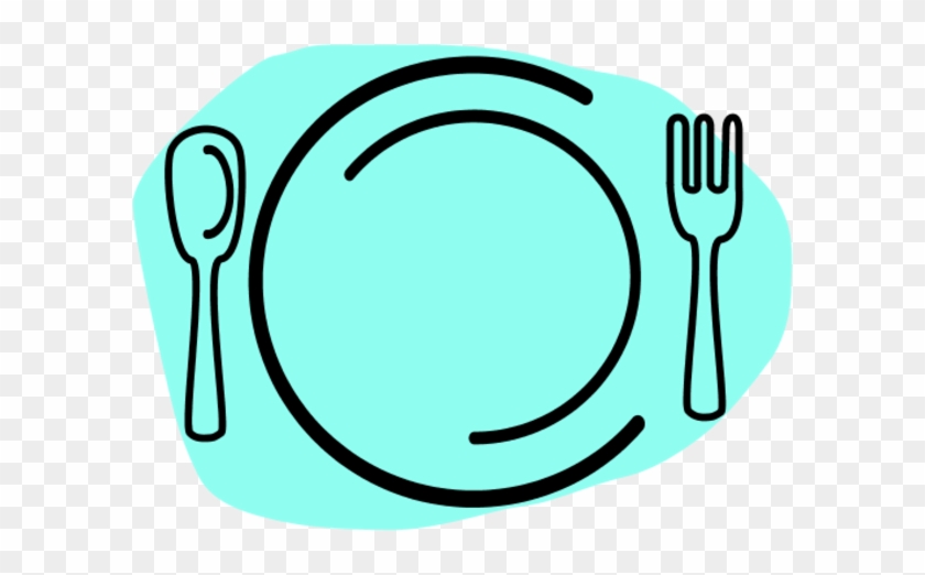 Dinner Plate With Spoon And Fork Vector Clip Art - Food Clipart #70424