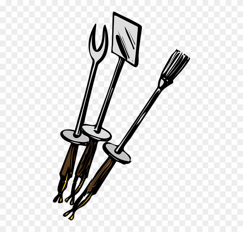 Barbecue Utensils Grill Fork Spatula Isolated - Grill Accessories Clip Art #70453