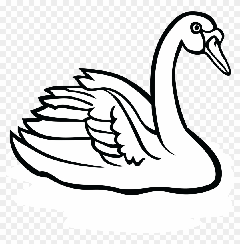 Free Clipart Of A Swan - Clip Art Black And White Swan #70597