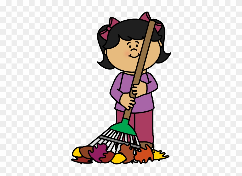 Girl Raking Fall Leaves Clip Art - Raking Leaves Clip Art #70644