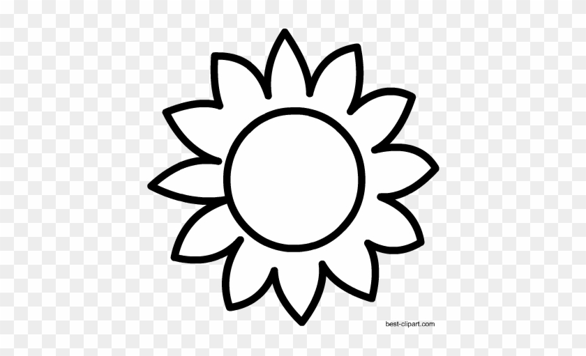 Black And White Sun Flower Clip Art - Sunflower Clipart Black And White #70774