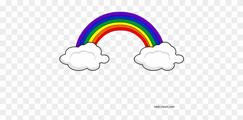 Clouds With Rainbow Free Png Clip Art Image - Clip Art #70883