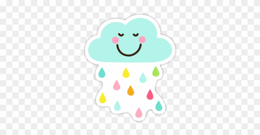 Cool Rain Drops Clip Art Cute Happy Cloud With Colorful - Happy Cloud Png #71006