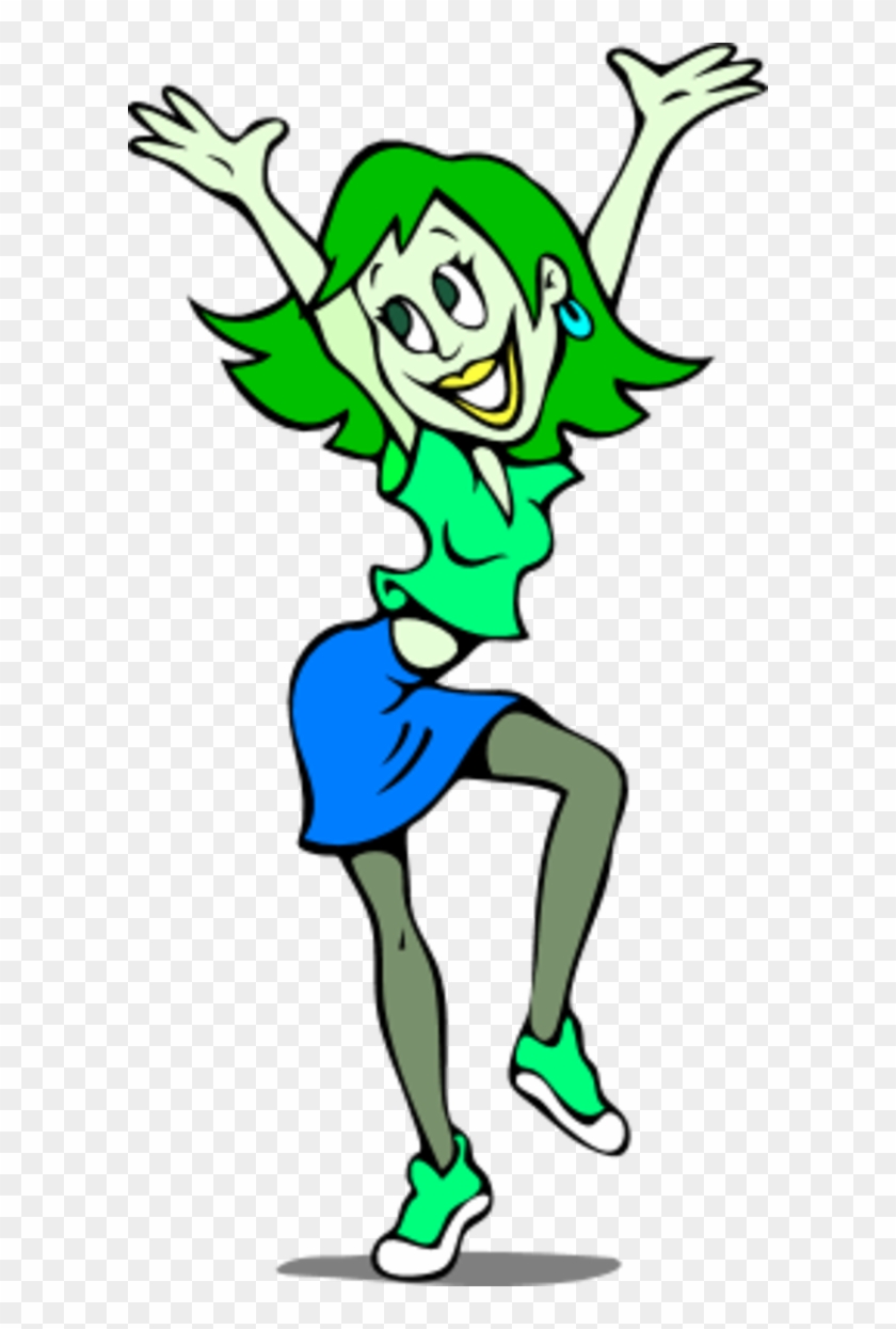 Woman Happy Smiling Dancing And Waving Hands Upwards - Cartoon Image Of Happy Person #71107