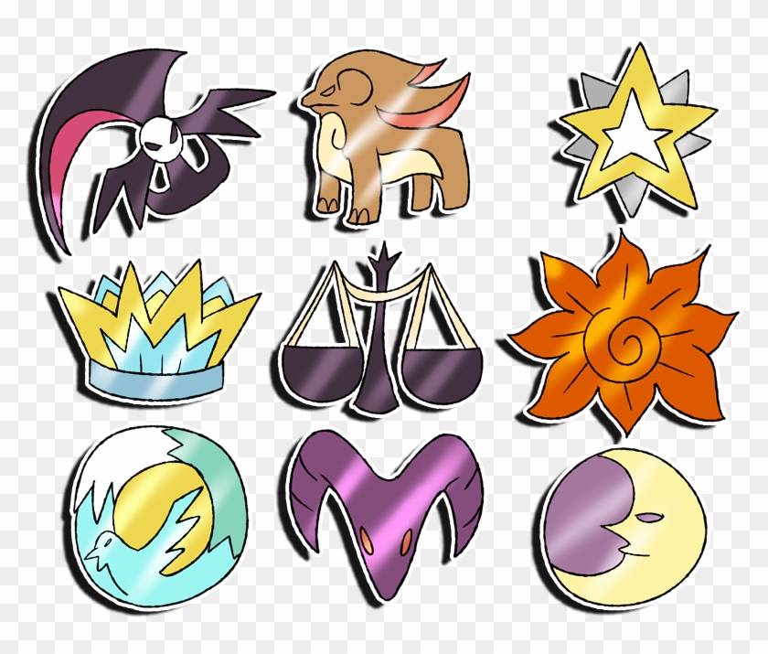 Pokemon Dusk And Dawn Badges Set 1 By Phatmon66 On - Pokemon Fake Badges #71480