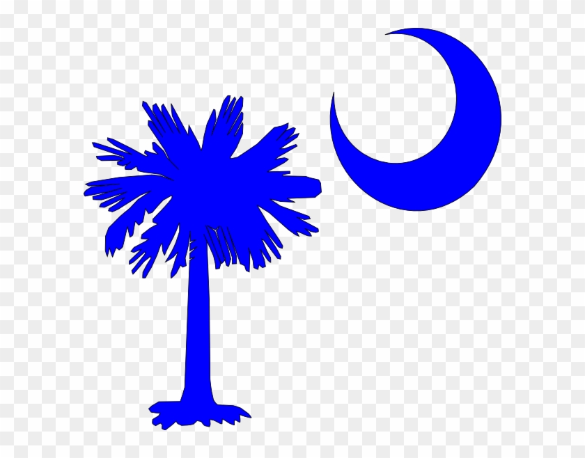 Sc Palmetto Tree Blue Right Side Moon Clip Art - Flag Of South Carolina #71487