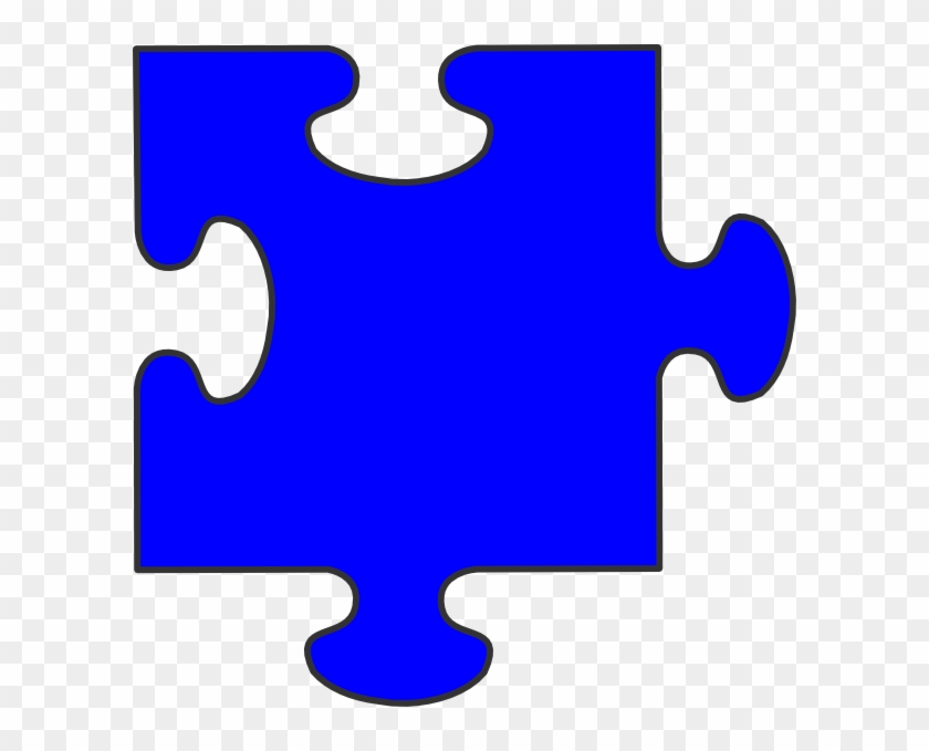 Blue Border Puzzle Piece Clip Art At Clker - Single Colored Piece Of Puzzle #71722