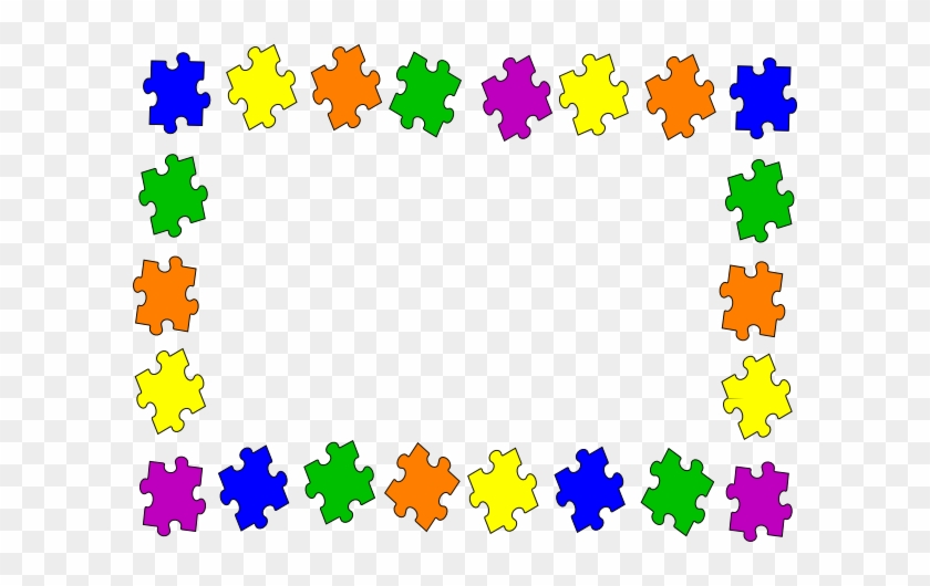 Orizontal - Autism Puzzle Piece Border #71933