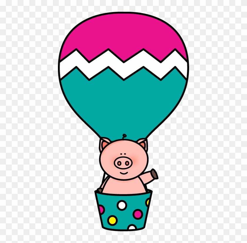 Pig In A Hot Air Balloon - Cute Hot Air Balloon Clipart #71990