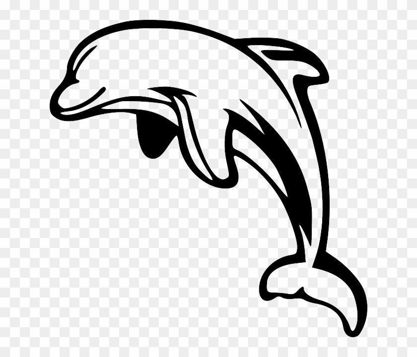 Dolphin Clipart Black And White Dolphin Leaping White - Dolphin Black And White #72053