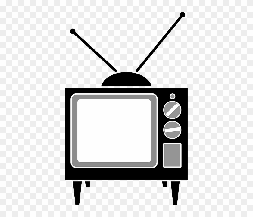Old 1960s/70s Tv Set With Indoor Antenna Clip Art - Television Vector #72062
